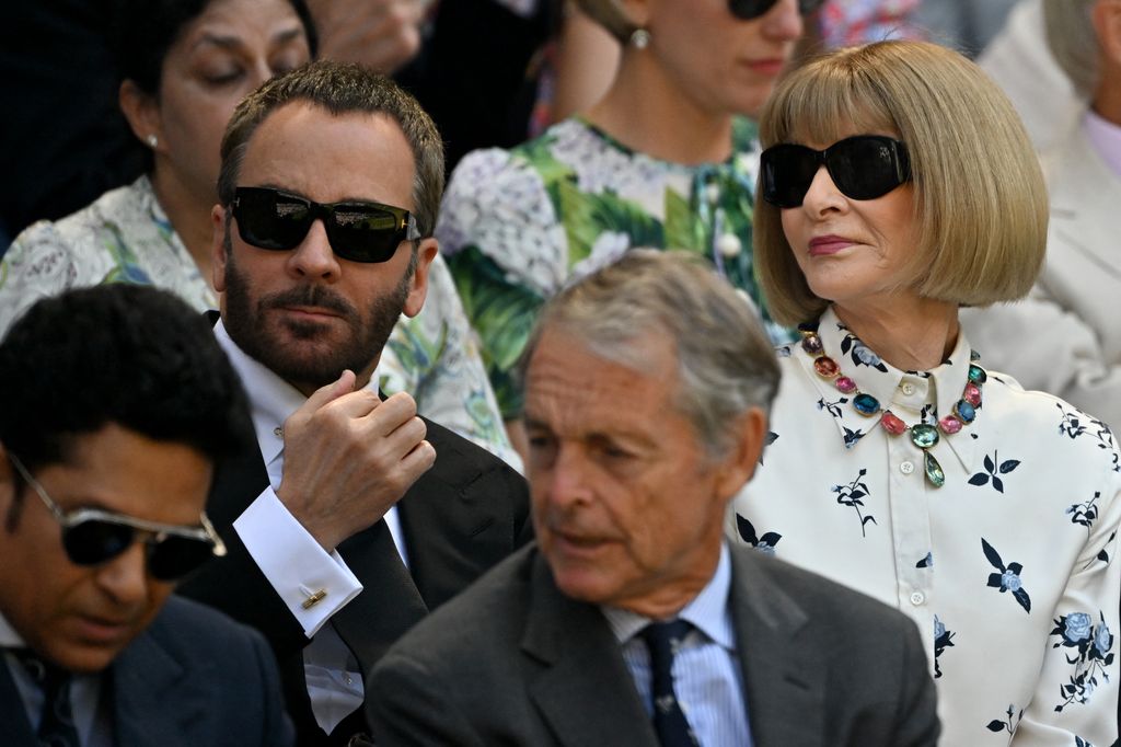 US fashion designer Tom Ford (L) and Vogue's global editorial director Anna Wintour