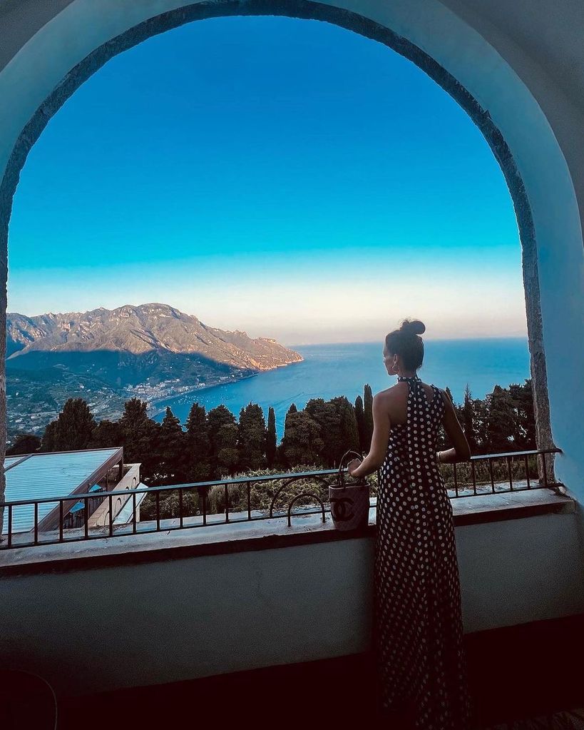 Michelle Keegan overlooking the sea in Italy