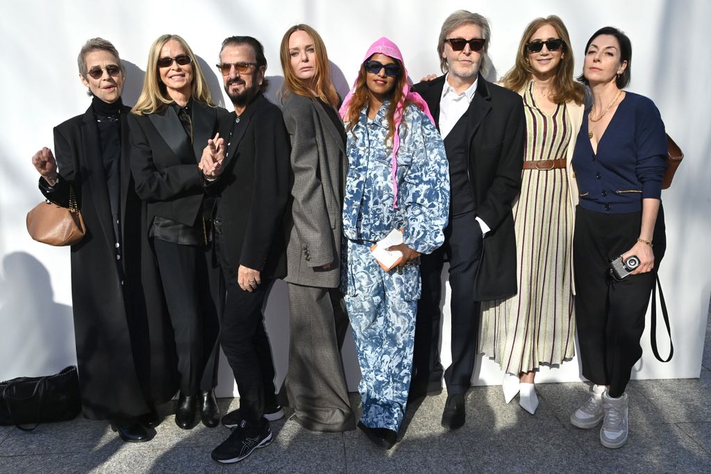 Charlotte Rampling, Barbara Bach, Sir Ringo Starr, Stella McCartney, MIA, Sir Paul McCartney, Nancy McCartney and Mary McCartney pose