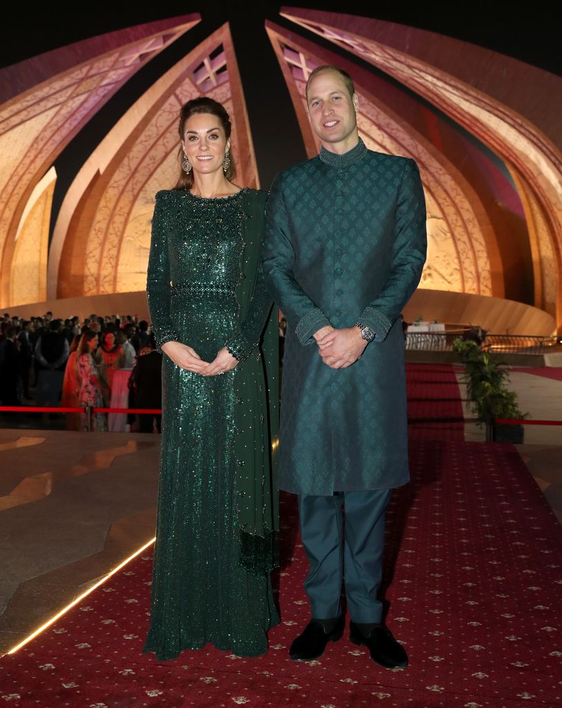 Prince William and Kate pose as they attend a special reception hosted by the British High Commissioner Thomas Drew, at the Pakistan National Monument, during day two of their royal tour of Pakistan on October 15, 2019