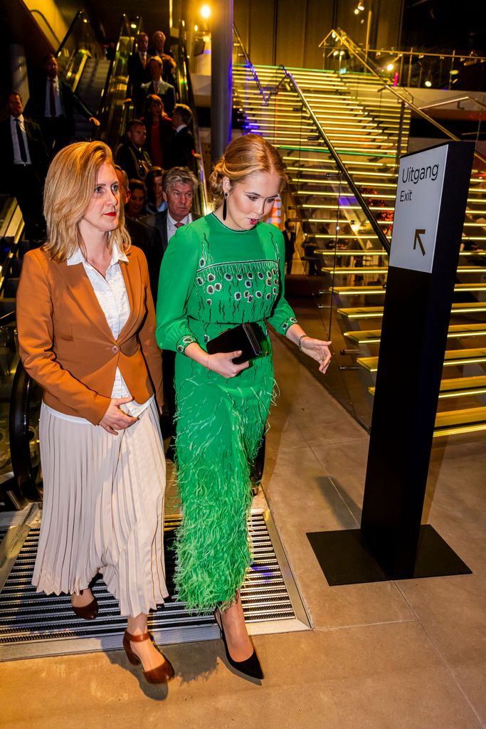 AMSTERDAM, NETHERLANDS - OCTOBER 27: Princess Amalia of The Netherlands attends the concert to celebrate the 750th year of official existence at the Museumplein on October 27, 2025 in Amsterdam, Netherlands. (Photo by Patrick van Katwijk/Getty Images)