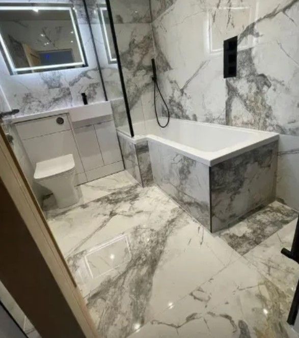 Georgia Bell's marble bathroom