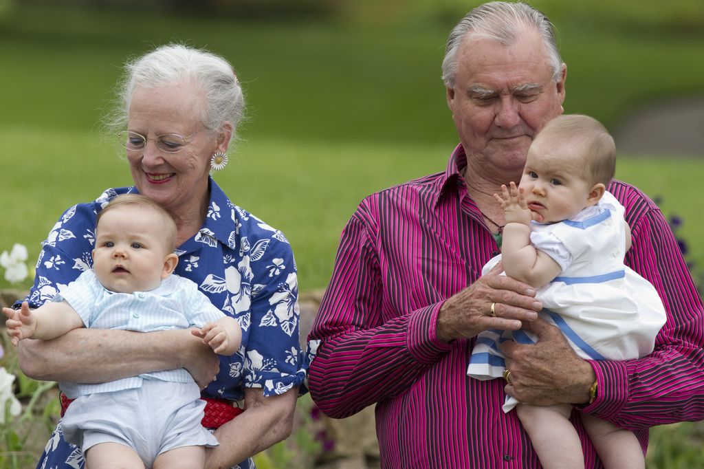 Queen Margrethe Of Denmark , And Prince Henrik, With Grandchildren, Prince Vincent, And Princess Josephine