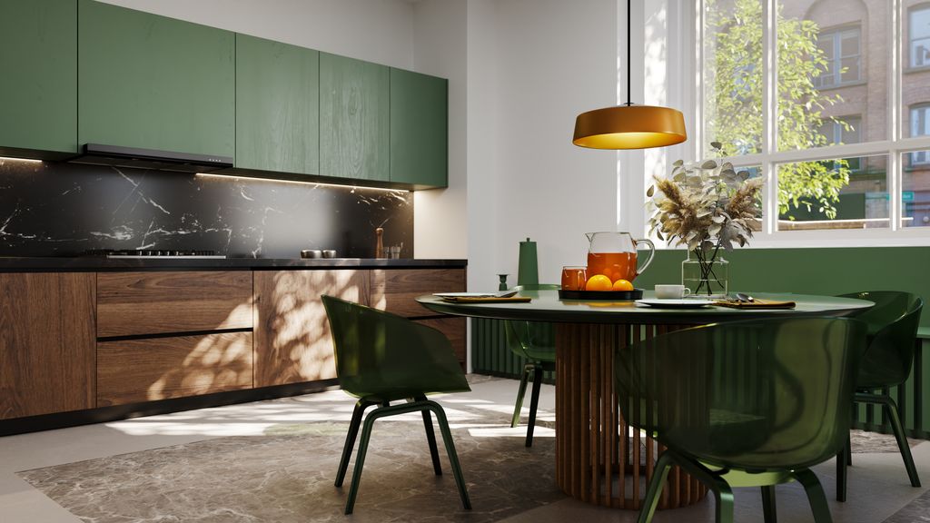  green open plan kitchen