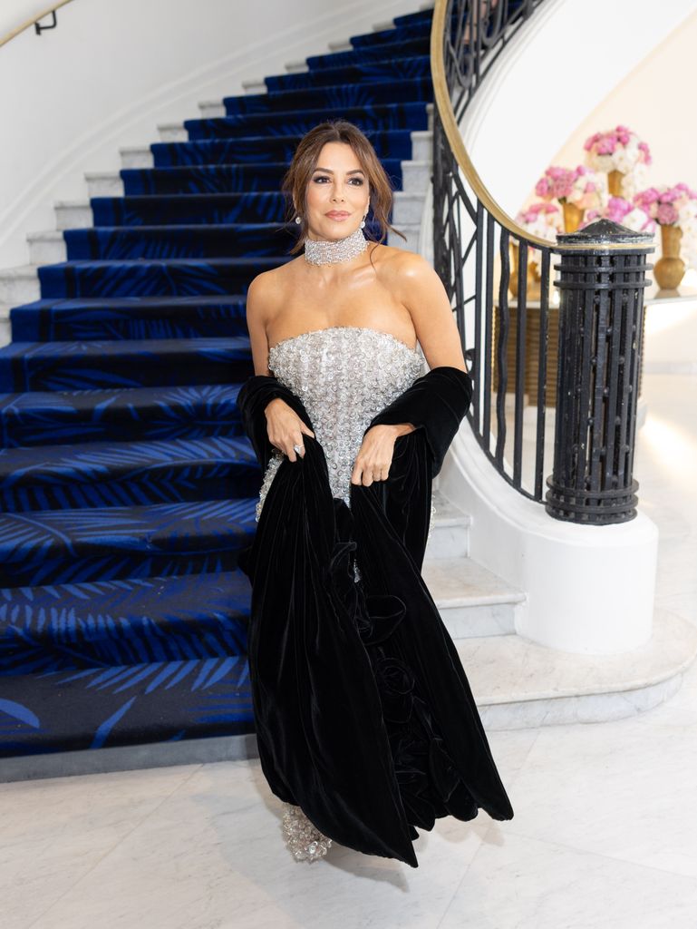 Eva Longoria is seen at the 77th Annual Cannes Film Festival in a silver sequin gown
