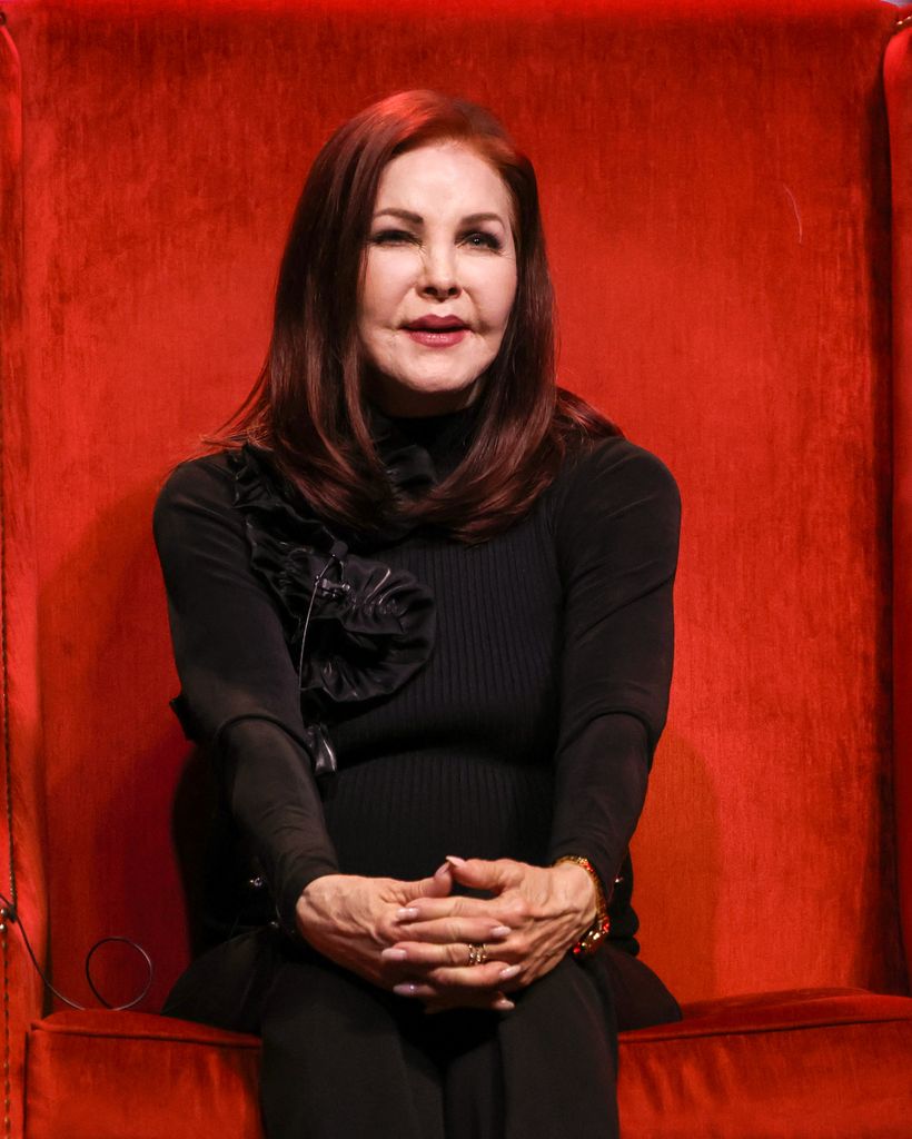 Priscilla Presley speaks during "An Evening with Priscilla Presley" at the South Point Hotel, Casino & Spa on November 15, 2024 in Las Vegas, Nevada
