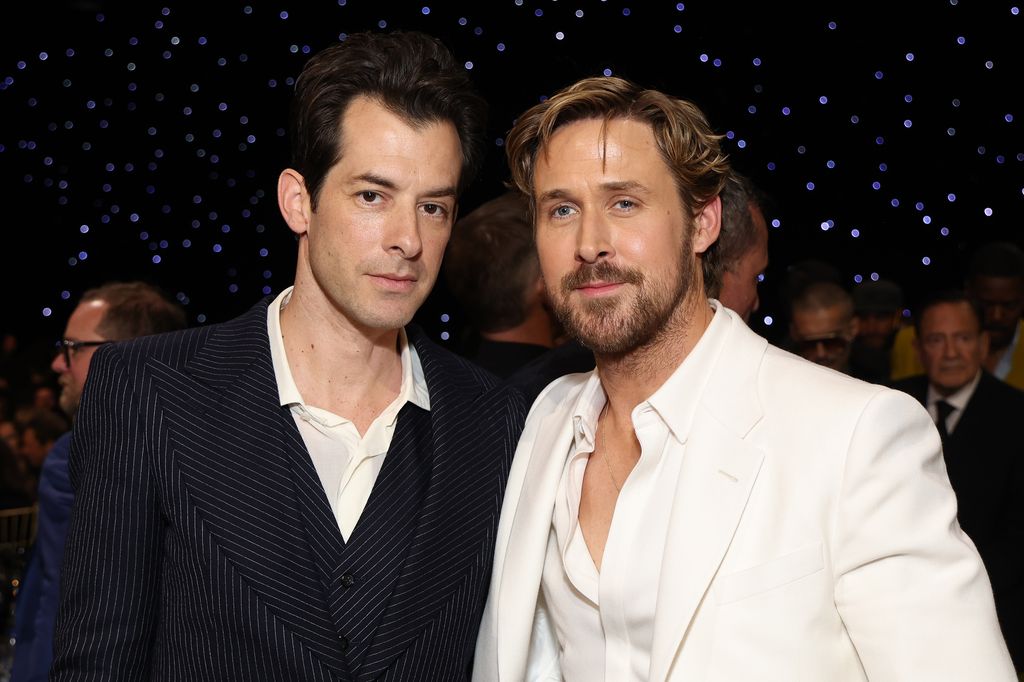 Mark Ronson and Ryan Gosling attend the 29th Annual Critics Choice Awards at Barker Hangar on January 14, 2024 in Santa Monica, California.
