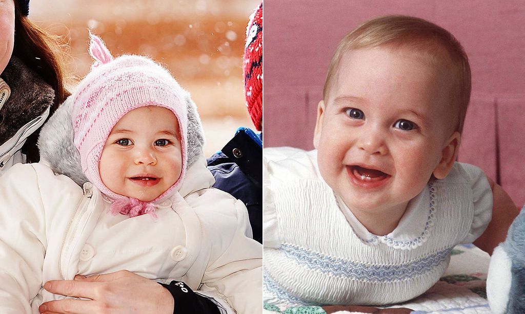 Princess Charlotte and Prince William as babies