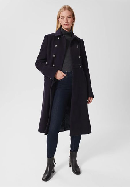marks and spencer navy wool coat