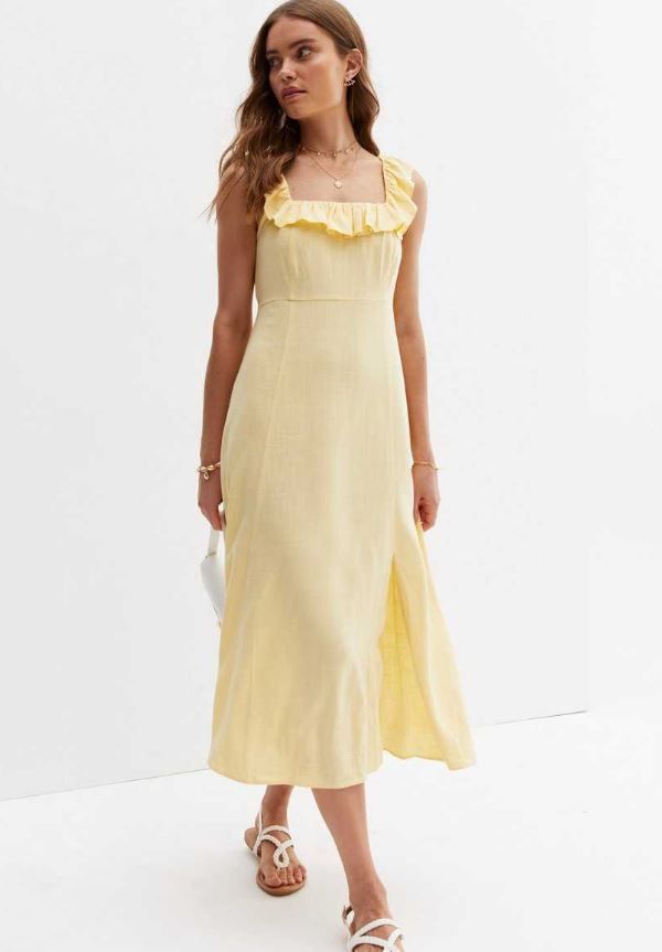new look yellow linen dress 