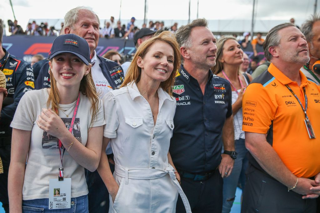 Geri Horner and her daughter Bluebell celebrated Mac Verstappen's win at the Formula 1 on Sunday