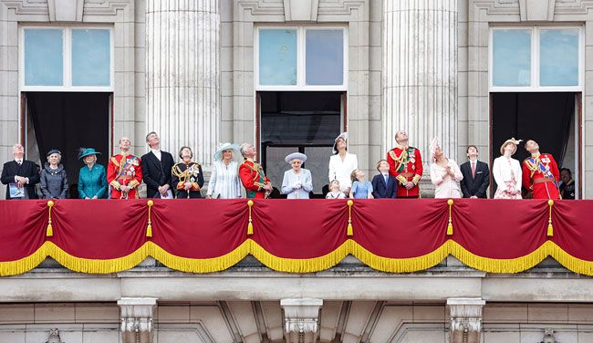 Royals on the balcony after Trooping the Colour 