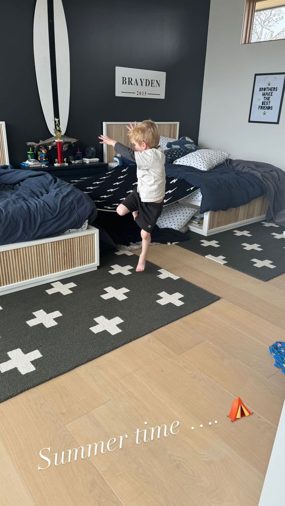 Christina Hall's son Hudson plays in his bedroom