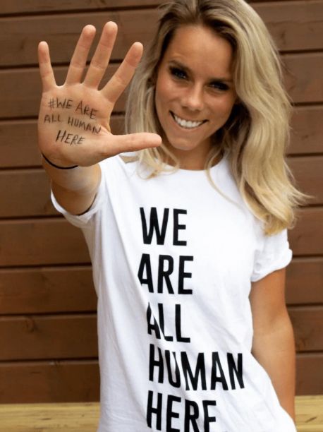 we are all human here t shirt