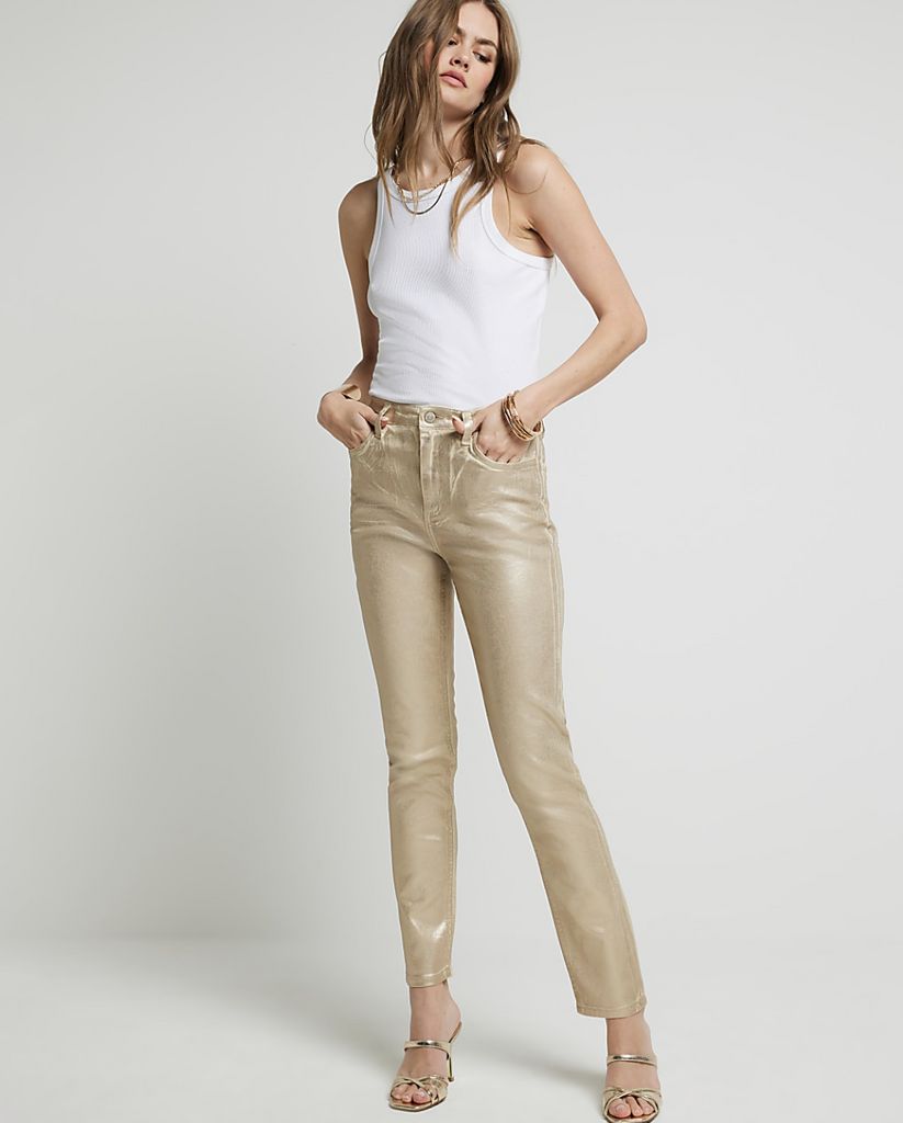 river island gold jeans