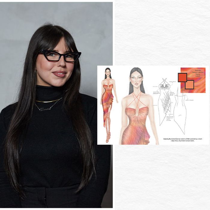 Daniela, a top ten finalist of the SHEIN contest next to her moodboard