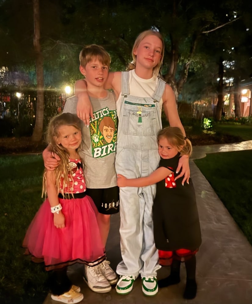 Photo shared by Jessica Simpson to her Instagram Stories March 2024, of her kids Maxwell, Ace and Birdie Mae, who was celebrating her 5th birthday at Disney