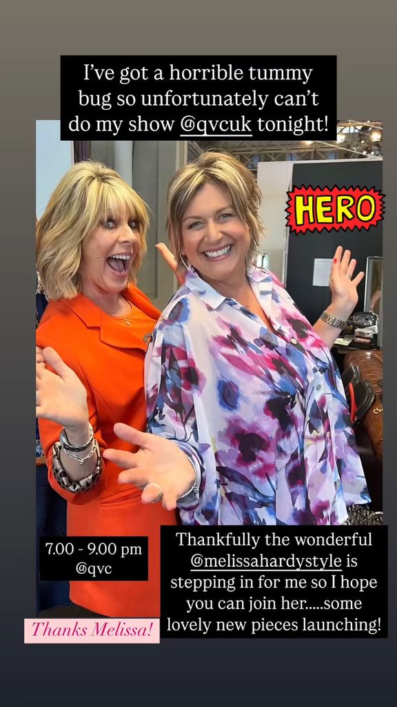 a screenshot of Ruth Langsford's Instagram Story explaining why she was not on TV