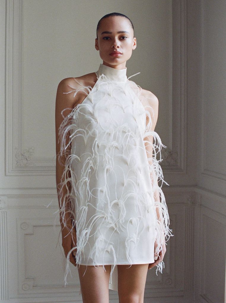 Mango Halter Feather Dress 