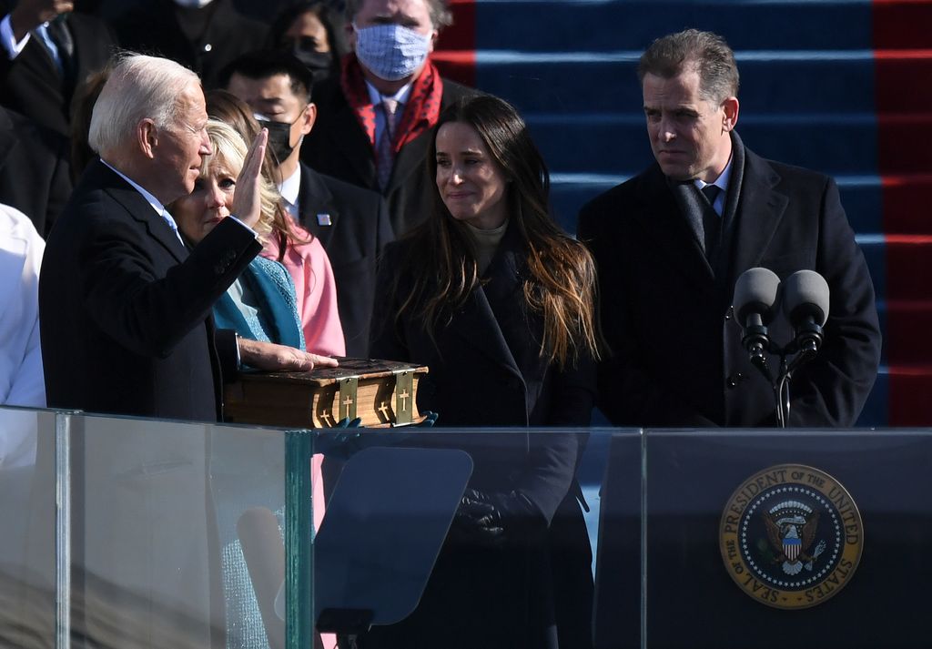 Joe Biden, flanked by is wife US First Lady Jill Biden, Hunter Biden and Ashley Biden, is sworn in as the 46th US President on January 20, 2021, at the US Capitol in Washington, DC