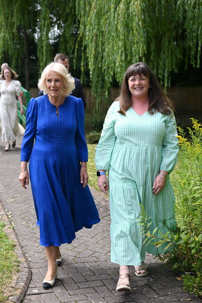 Queen Camilla, Patron, Children's Hospice South West, joins staff, volunteers and families in celebrating the hospice's 30th anniversary at CHSW Little Bridge House on July 16, 2025 in Barnstaple, England. 