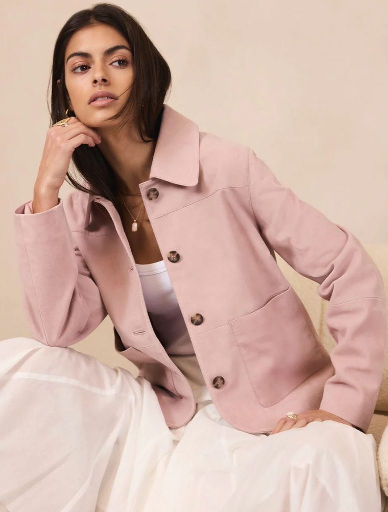 Veste en daim rose Mint Velvet