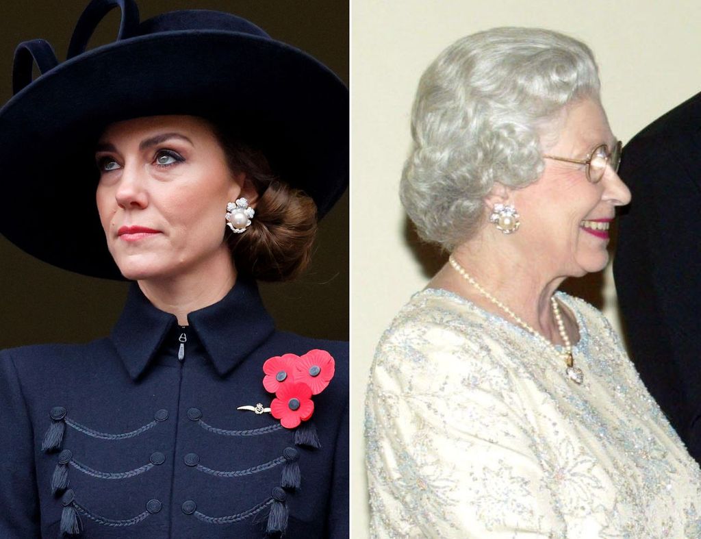 Princess Kate wears diamond and pearl leaf earrings