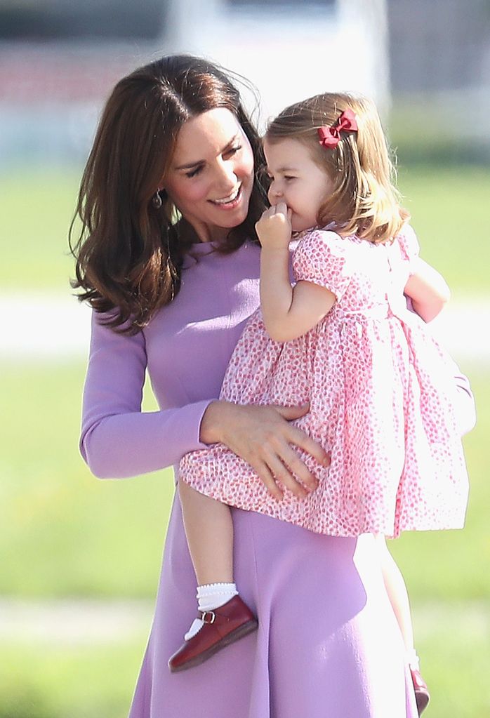 Kate Middleton and Princess Charlotte departing from Hamburg airport on the last day of their official visit to Poland and Germany on July 21, 2017 in Hamburg, Germany. 