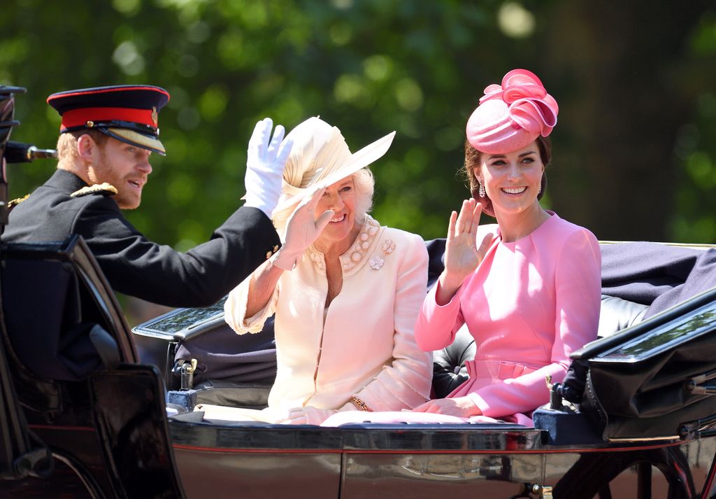 Harry, Camilla and Kate share a carriage at Trooping The Colour 2017