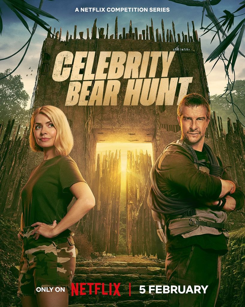 Holly Willoughby and Bear Grylls in Celebrity Bear Hunt 