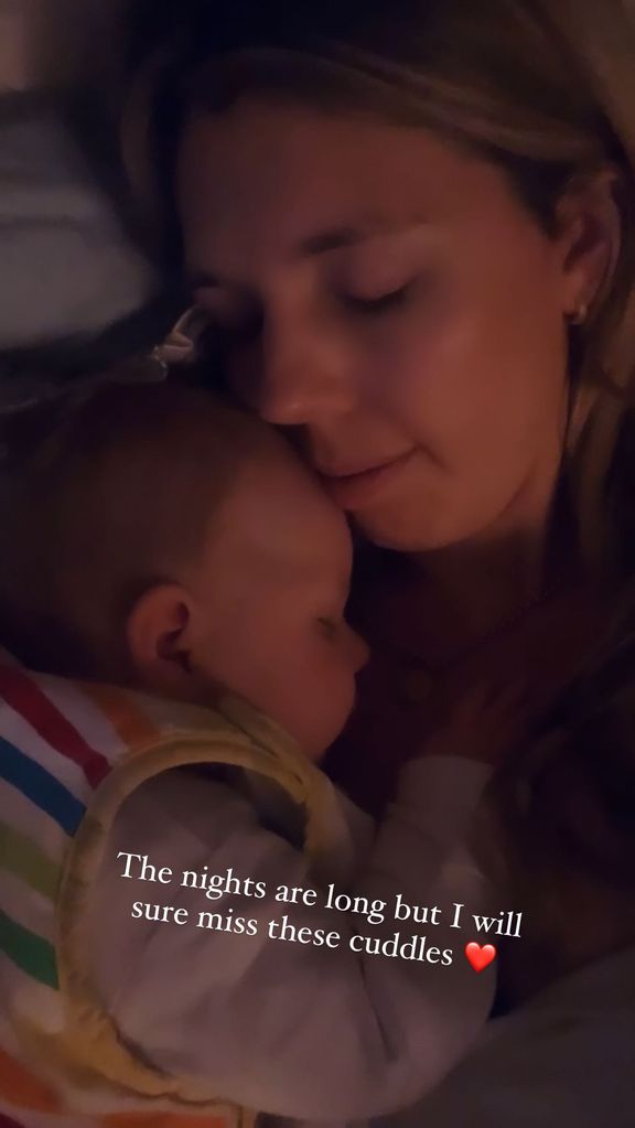 A photo of Carrie Johnson and baby Frank sleeping 