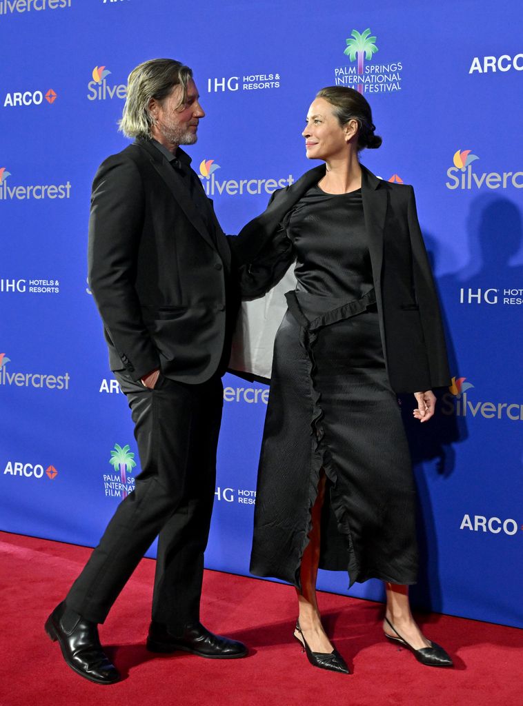 Edward Burns and Christy Turlington attend the 36th Annual Palm Springs International Film Festival Film Awards at Palm Springs Convention Center on January 03, 2025 in Palm Springs, California.