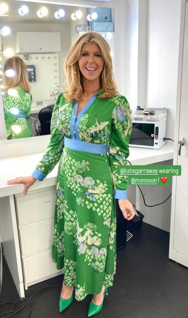 kate garraway in green monsoo dress 