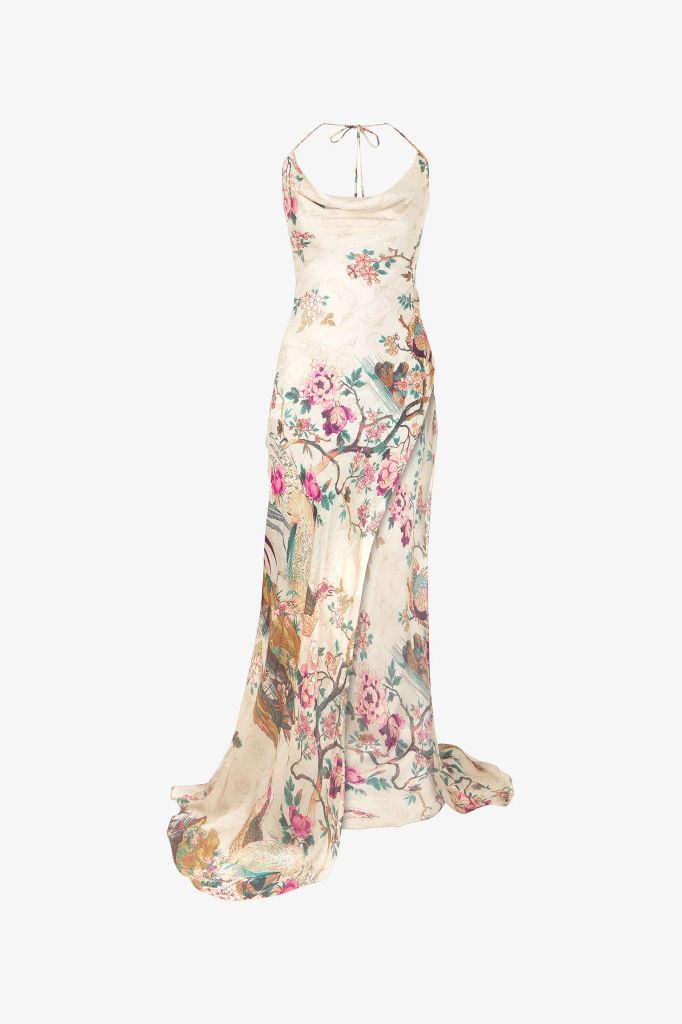 silk floral dress gown