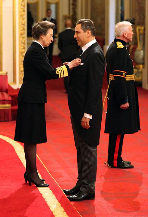 david walliams receives obe from princess anne at buckingham palace