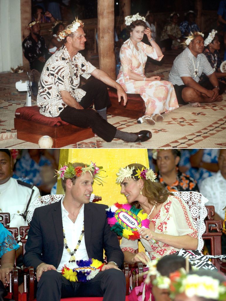La reine Elizabeth II et le prince Philip ont effectué une tournée officielle dans le Pacifique Sud en 1982, tandis que le prince William et Kate étaient en visite pour la tournée du jubilé de diamant.