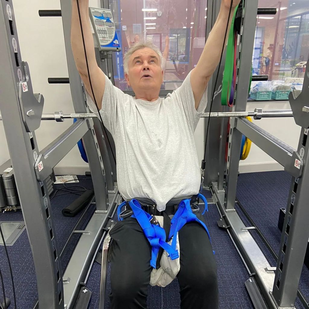 Eamonn Holmes undergoing an inversion therapy session 