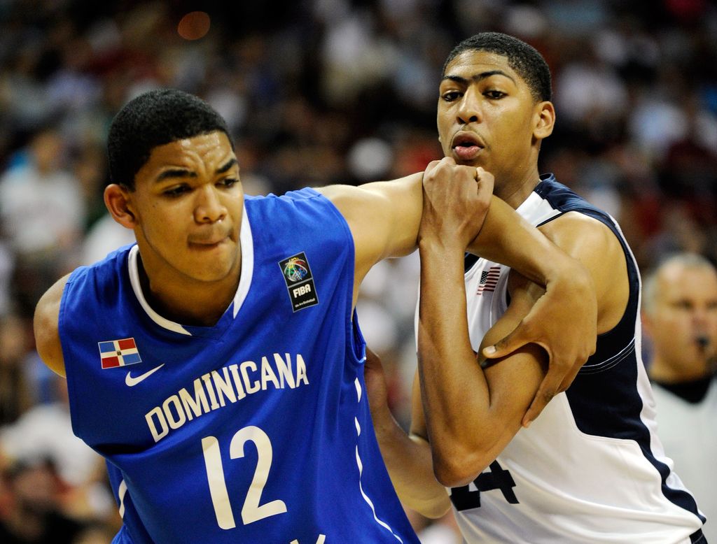 Karl-Anthony Towns playing for the national Dominican Republic team in 2012 