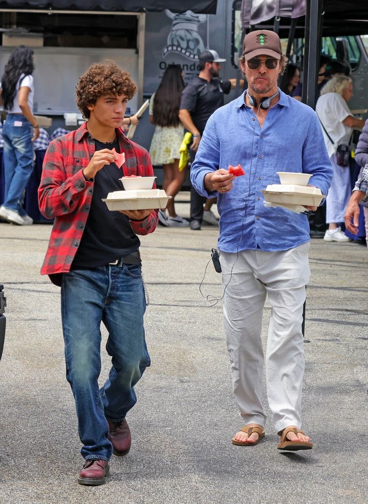  Matthew McConaughey and his son Levi are spotted while filming on location for "Way of the Warrior Kid" 