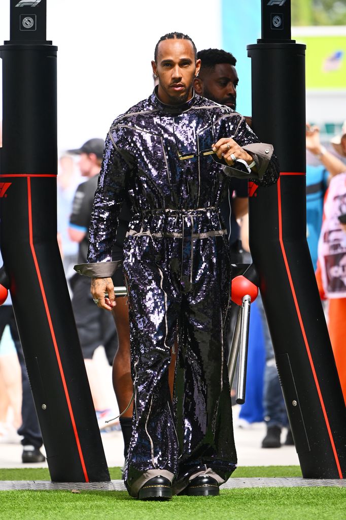 Lewis Hamilton of Great Britain and Mercedes walks in the Paddock prior to the F1 Grand Prix of Miami at Miami International Autodrome on May 07, 2023 in Miami, Florida. (Photo by Clive Mason - Formula 1/Formula 1 via Getty Images)