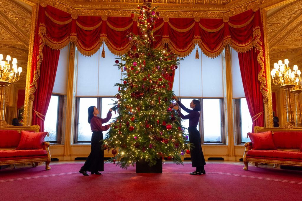 The Nordmann Fir Christmas tree in the Crimson Drawing Room