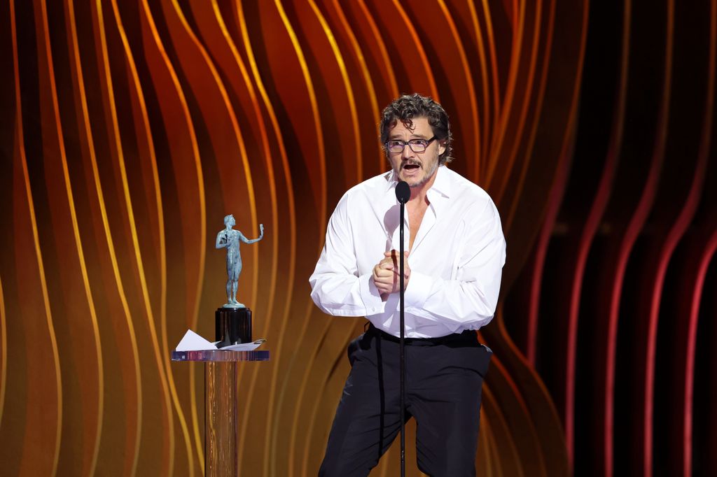 Pedro Pascal accepts the Outstanding Performance by a Male Actor in a Drama Series award for âThe Last of Usââ onstage during the 30th Annual Screen Actors Guild Awards at Shrine Auditorium and Expo Hall on February 24, 2024 in Los Angeles, California. (Photo by Matt Winkelmeyer/Getty Images)