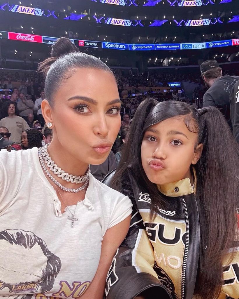 North was decked in designer gear when she went to Lakers game