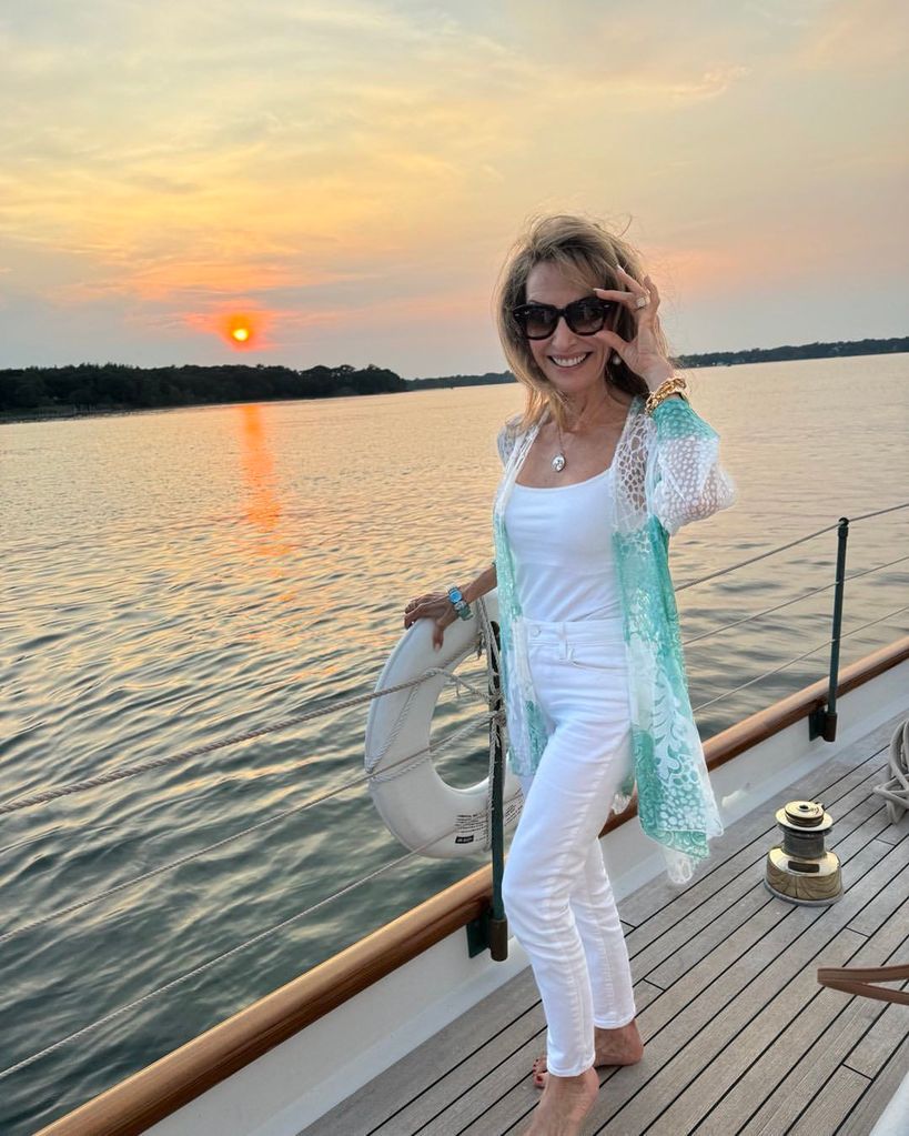 Susan Lucci enjoys the Hamptons sunset on a boat