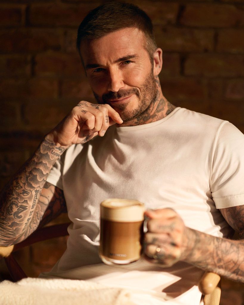 David Beckham with Nespresso coffee