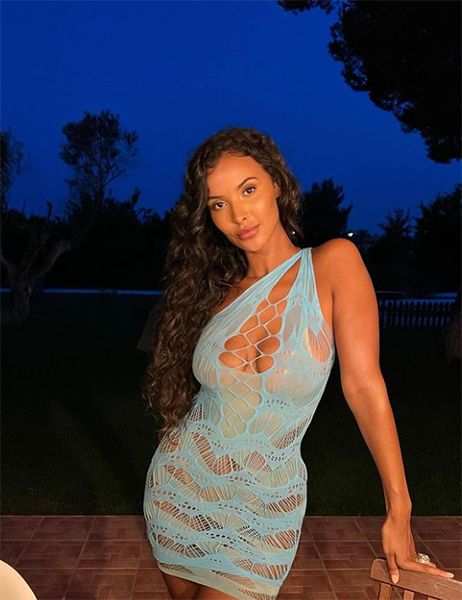 Maya Jama in a blue dress