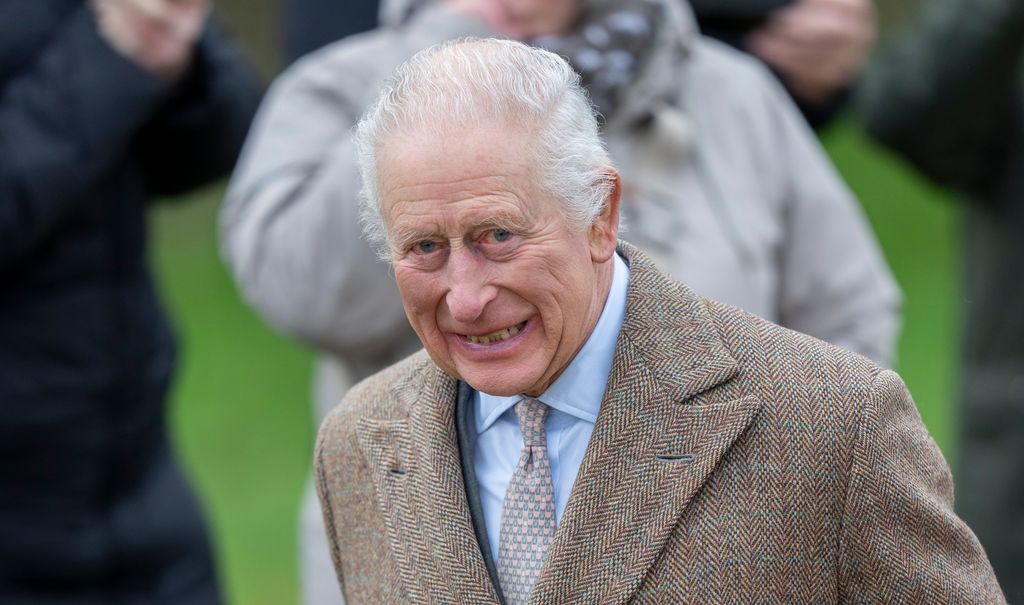 King Charles III attends the Sunday service at the Church of St Mary the Virgin, close to the Sandringham Estate