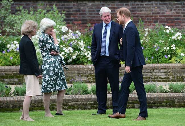 Prince Harry with Lady Jane, Lady Sarah and Earl Spencer in 2021