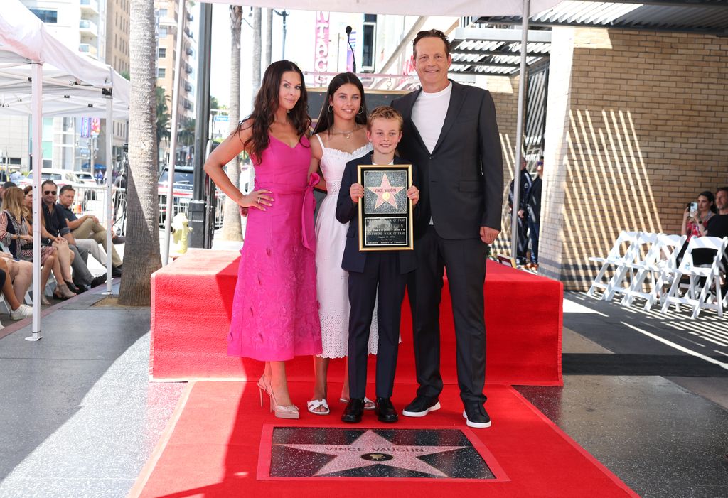 (L-R) Kyla Weber, Locklyn Kyla Vaughn, Vernon Lindsay Vaughn and Vince Vaughn attend Vince Vaughn's Hollywood Walk of Fame Star ceremony