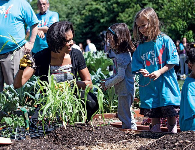 Michelle Obama gardening the white house